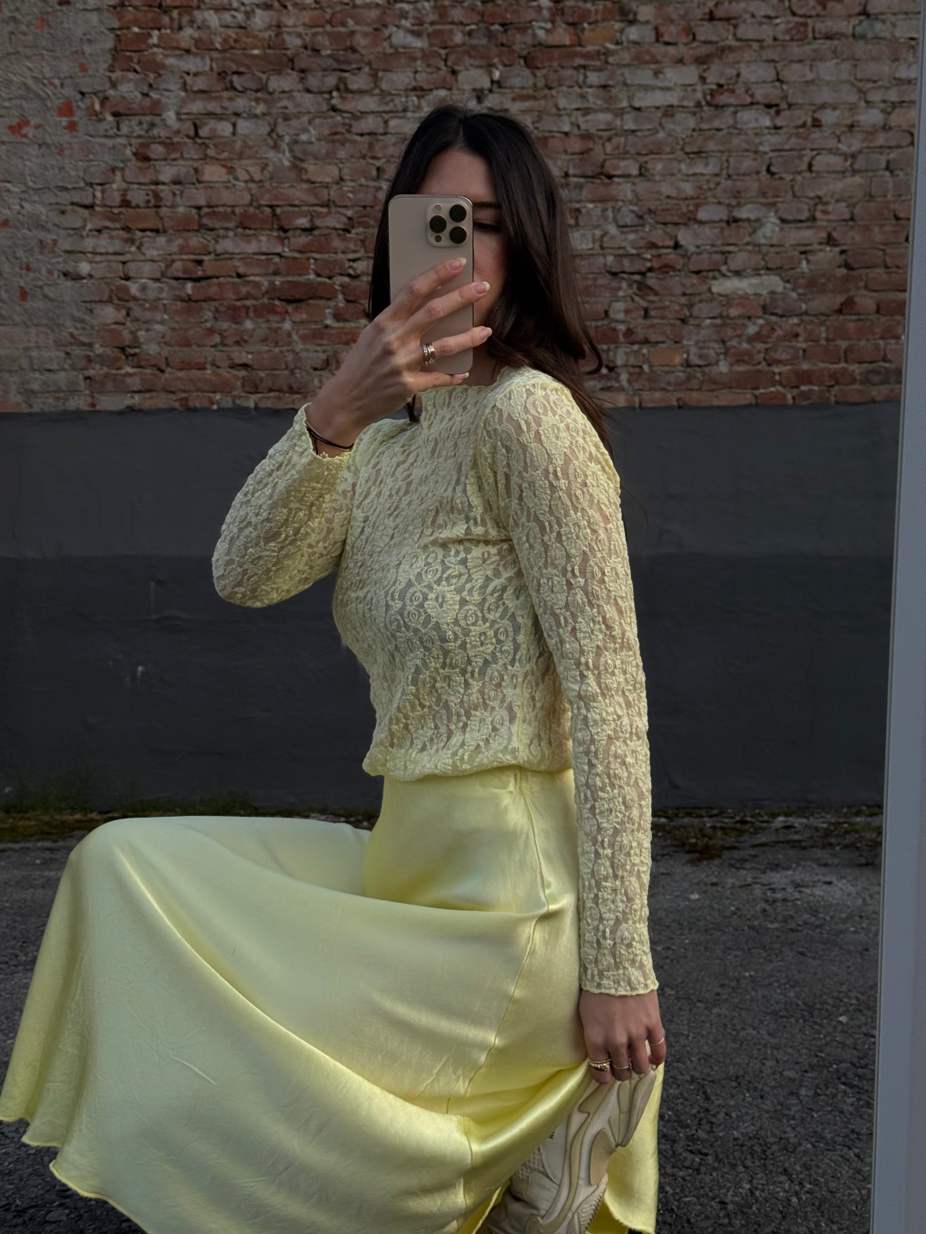 Spitzen Oberteil butter yellow