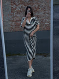 Gestreiftes Kleid weiß/schwarz