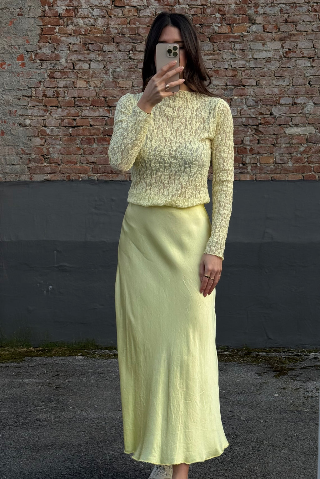 Spitzen Oberteil butter yellow