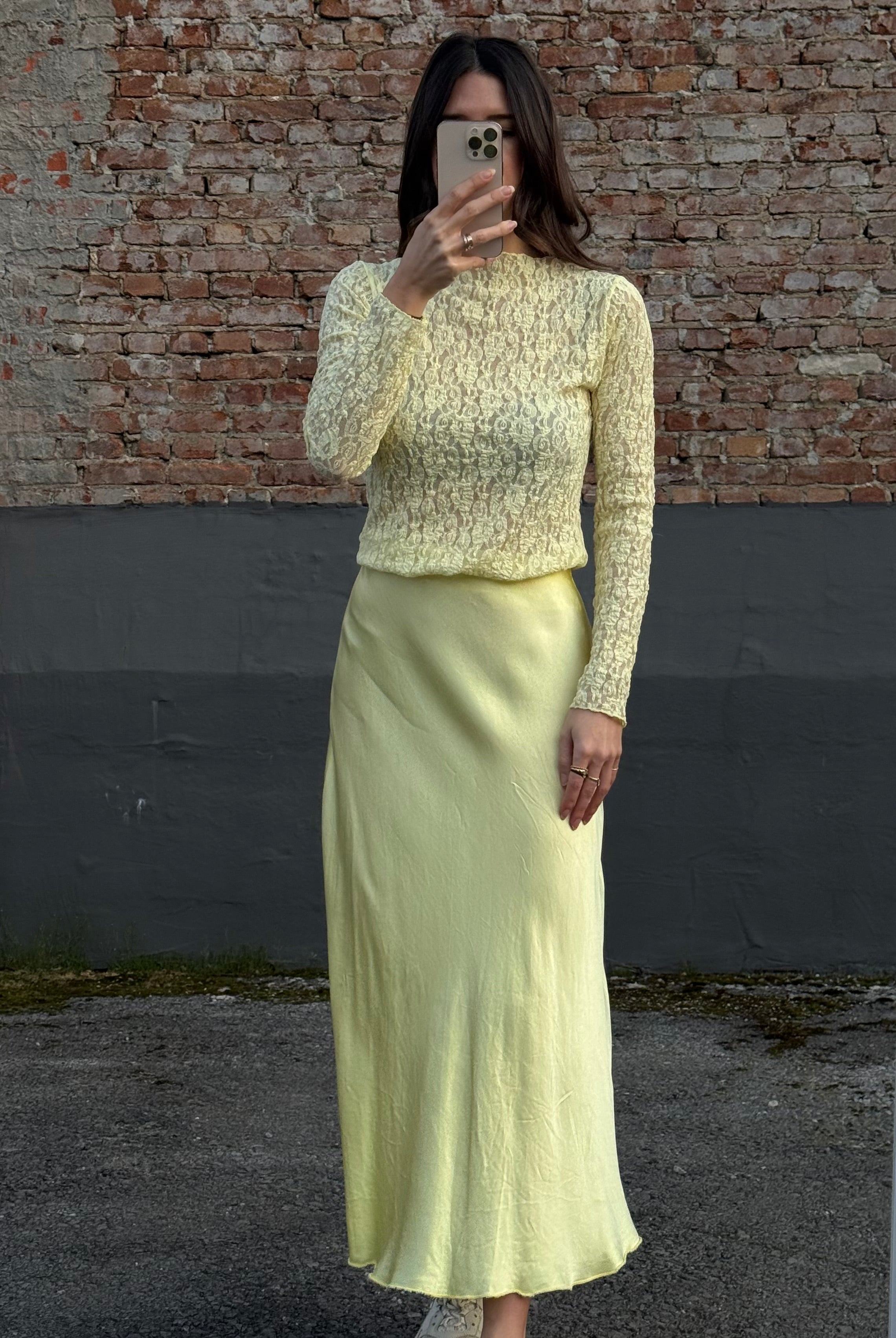 Spitzen Oberteil butter yellow