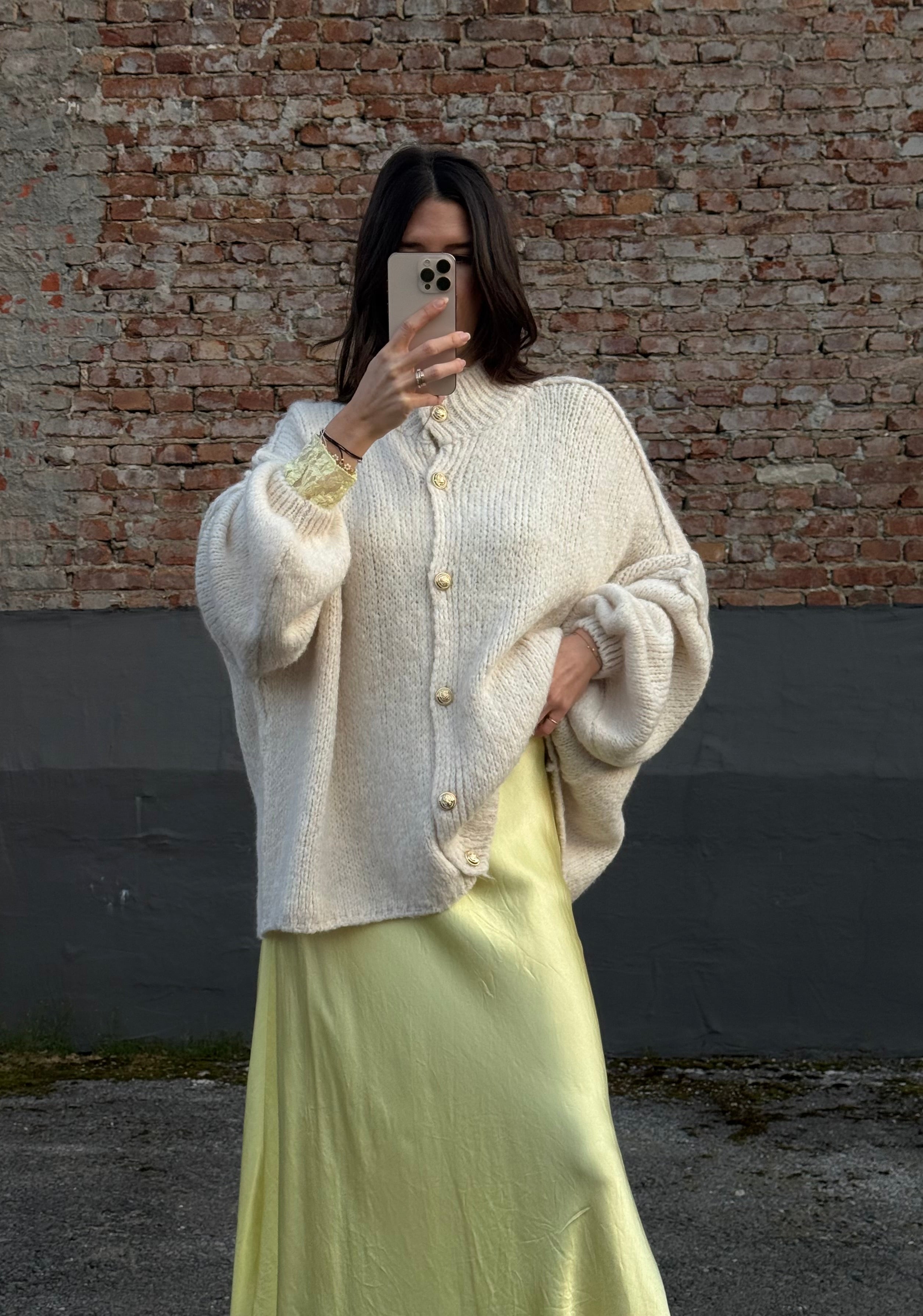 Strickjacke beige/weiß