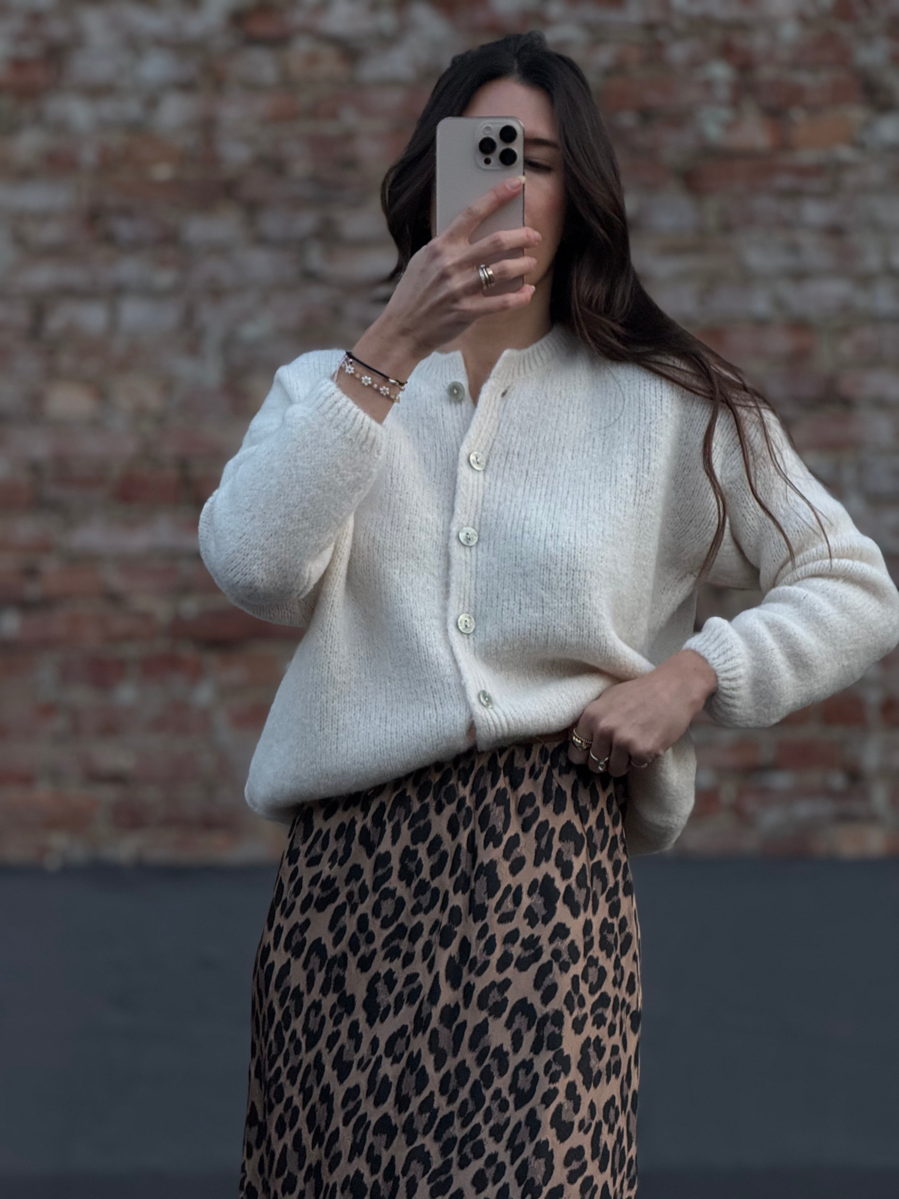 Strickjacke beige/weiß