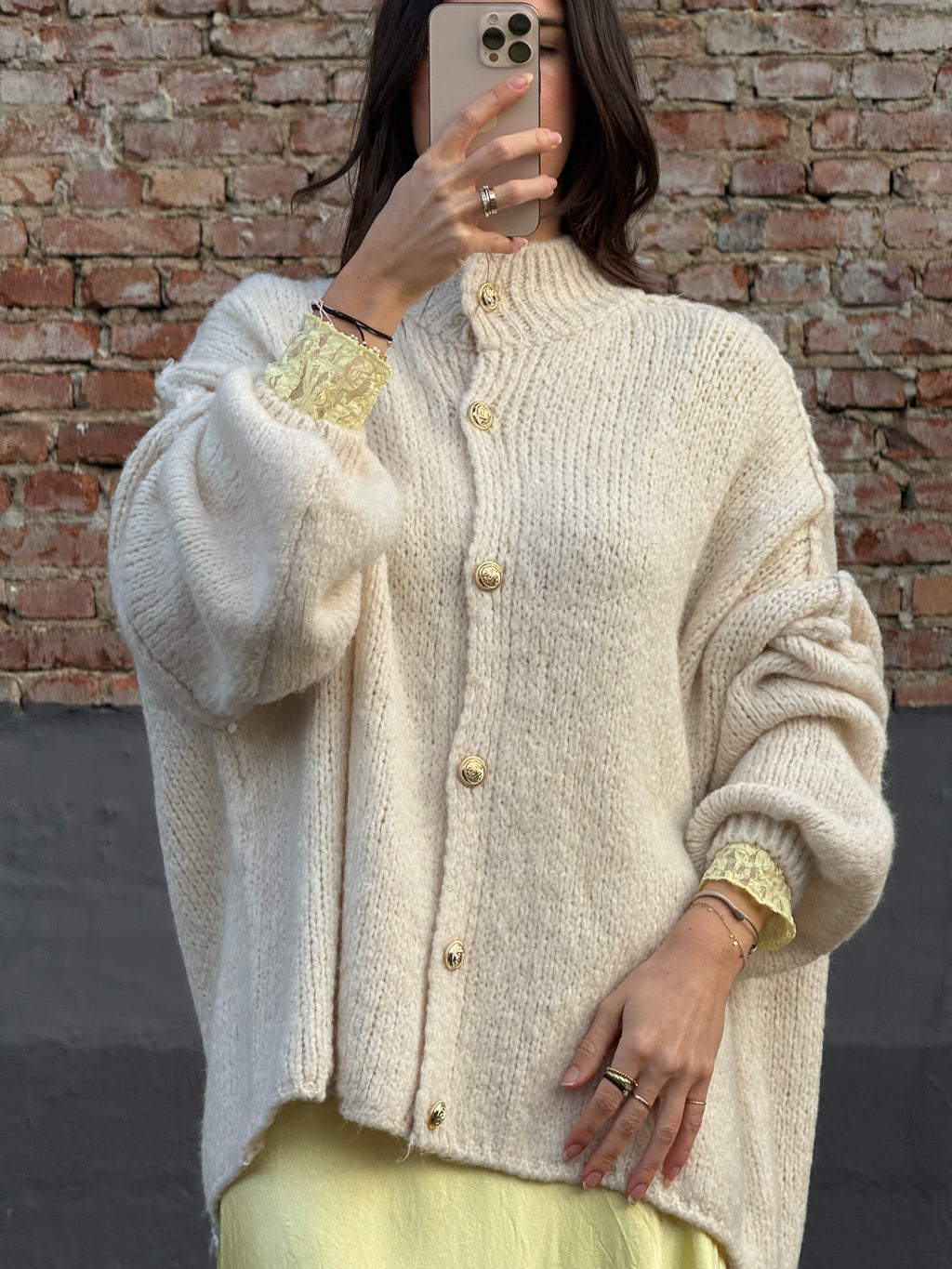 Strickjacke beige/weiß