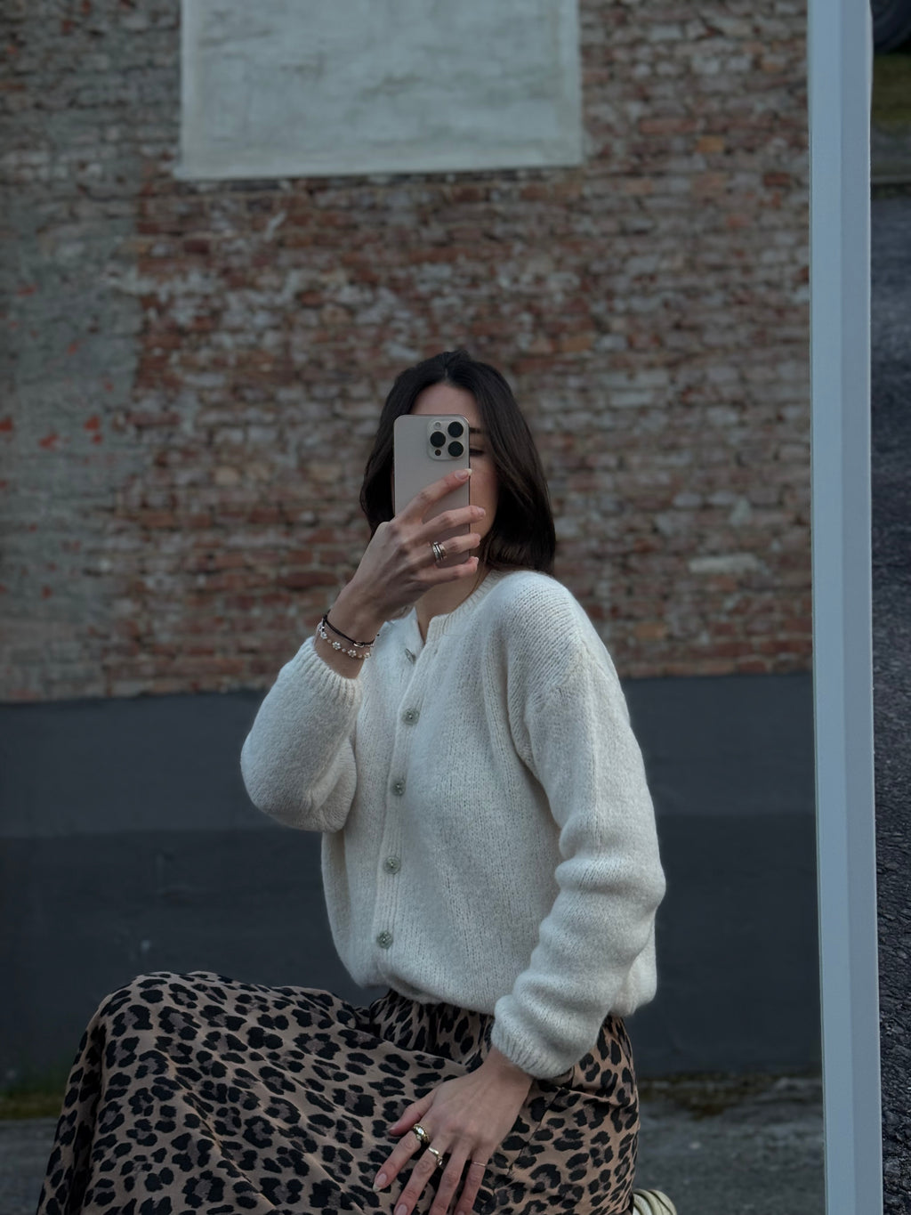Strickjacke beige/weiß