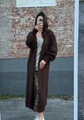 Lange Strickjacke braun