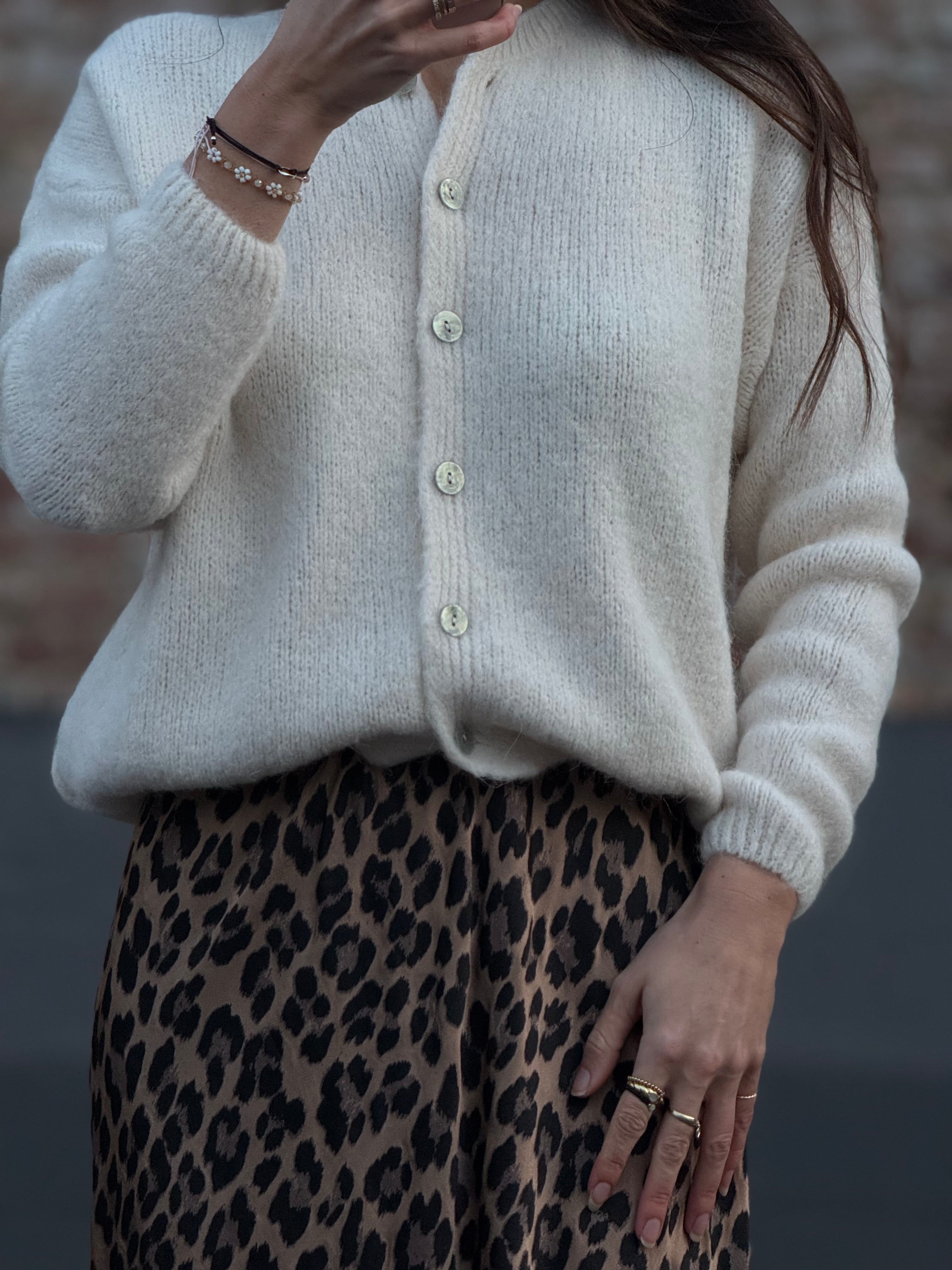 Strickjacke beige/weiß