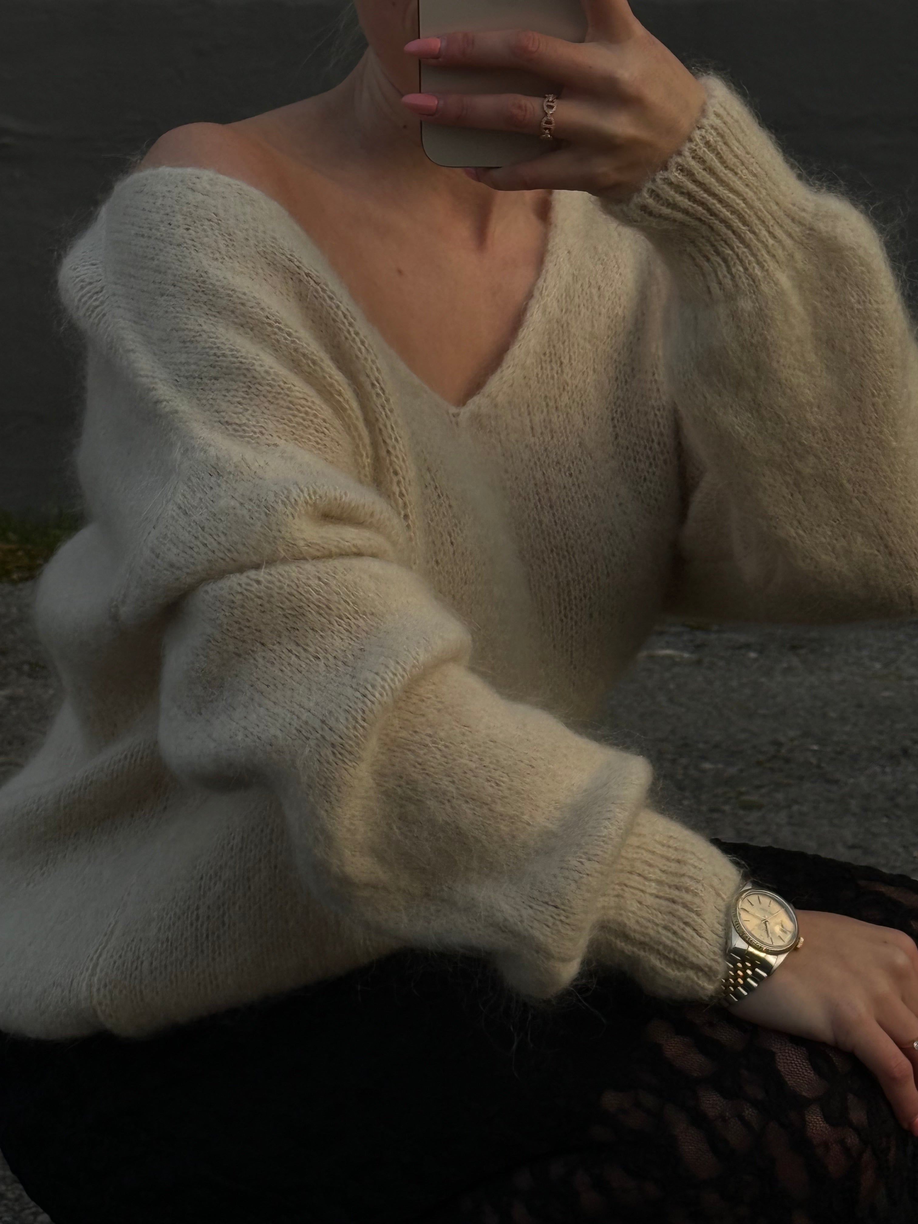 Strick Pullover V-Ausschnitt beige