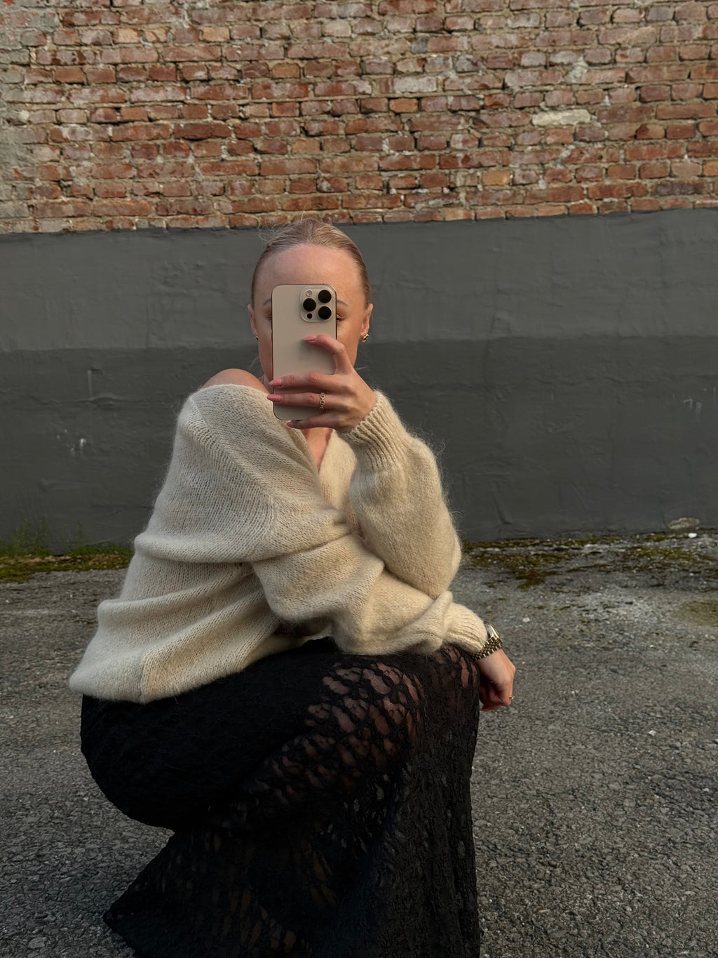 Strick Pullover V-Ausschnitt beige