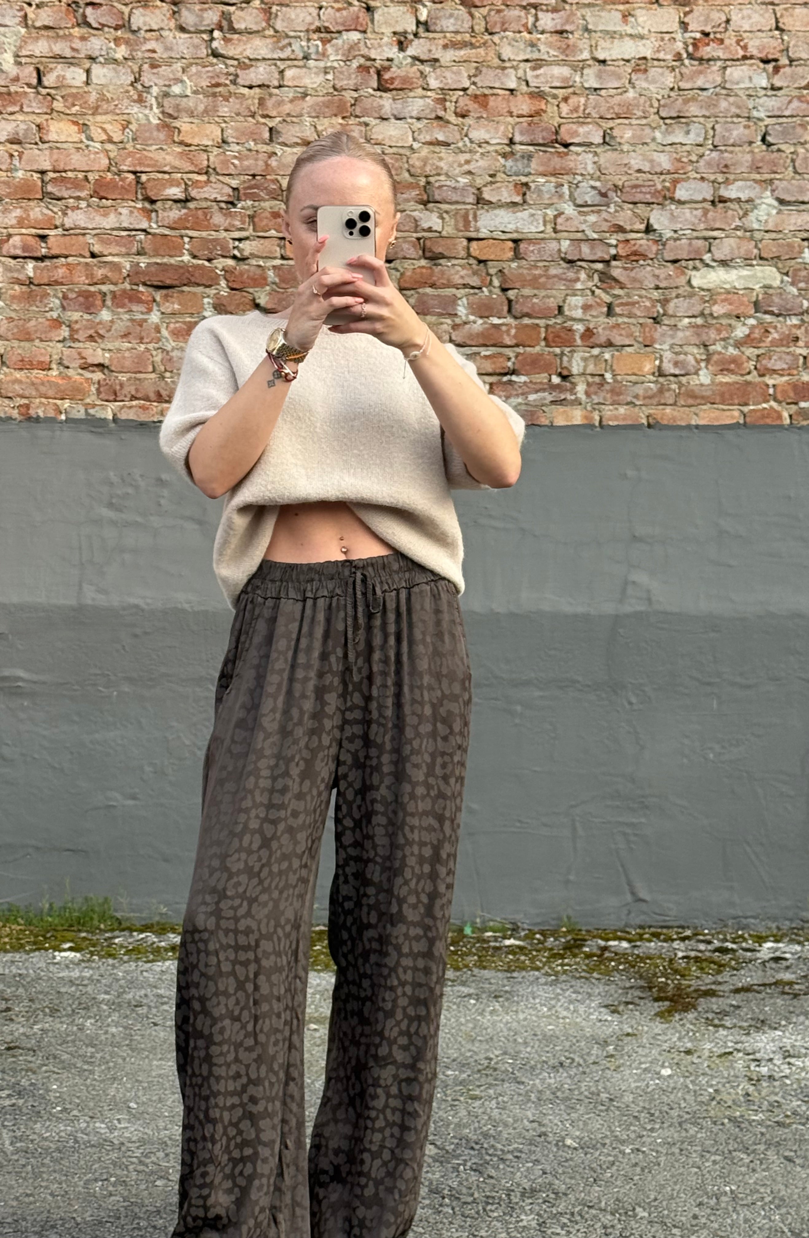 Strick Pullover kurz beige