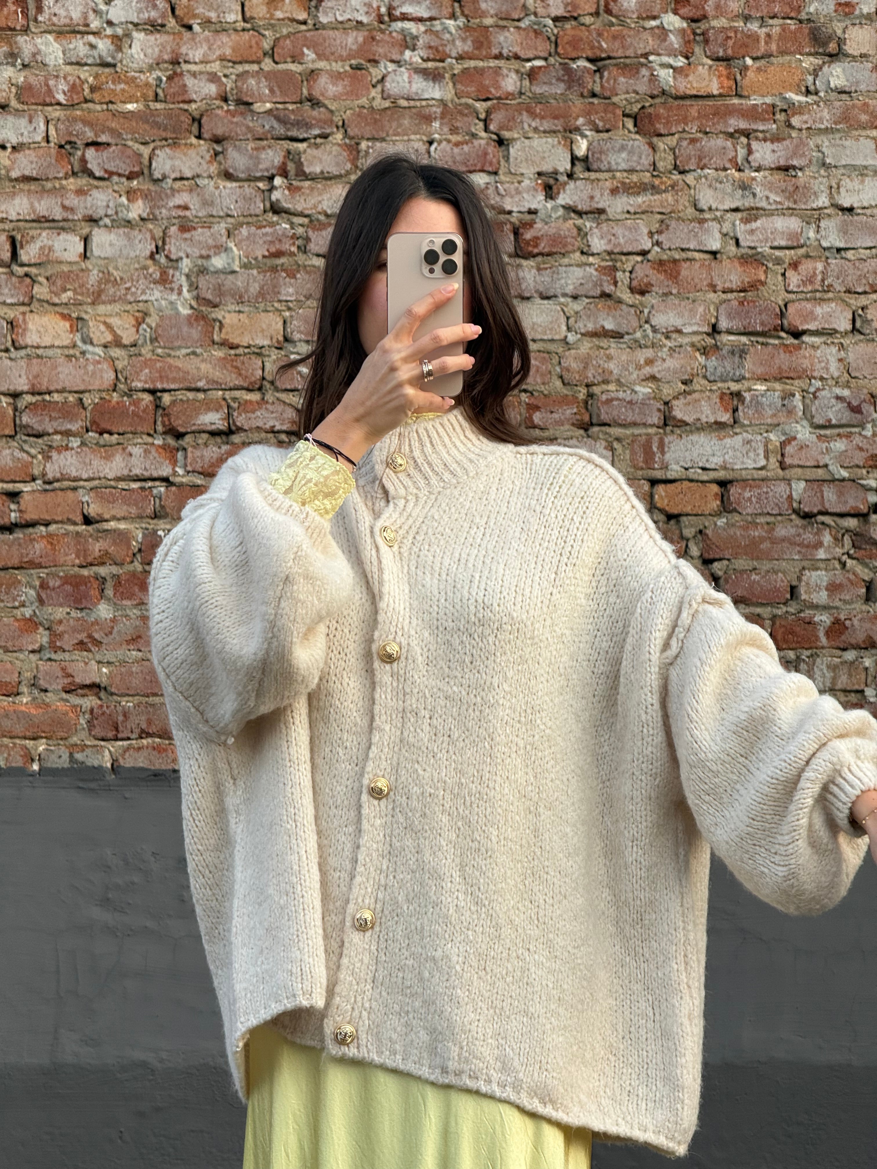 Strickjacke beige/weiß