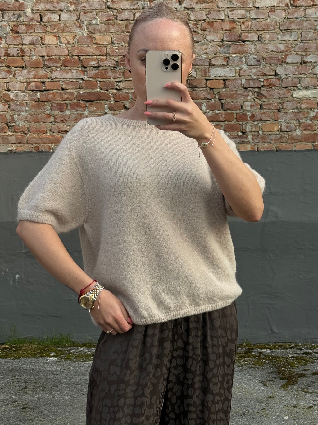 Strick Pullover kurz beige